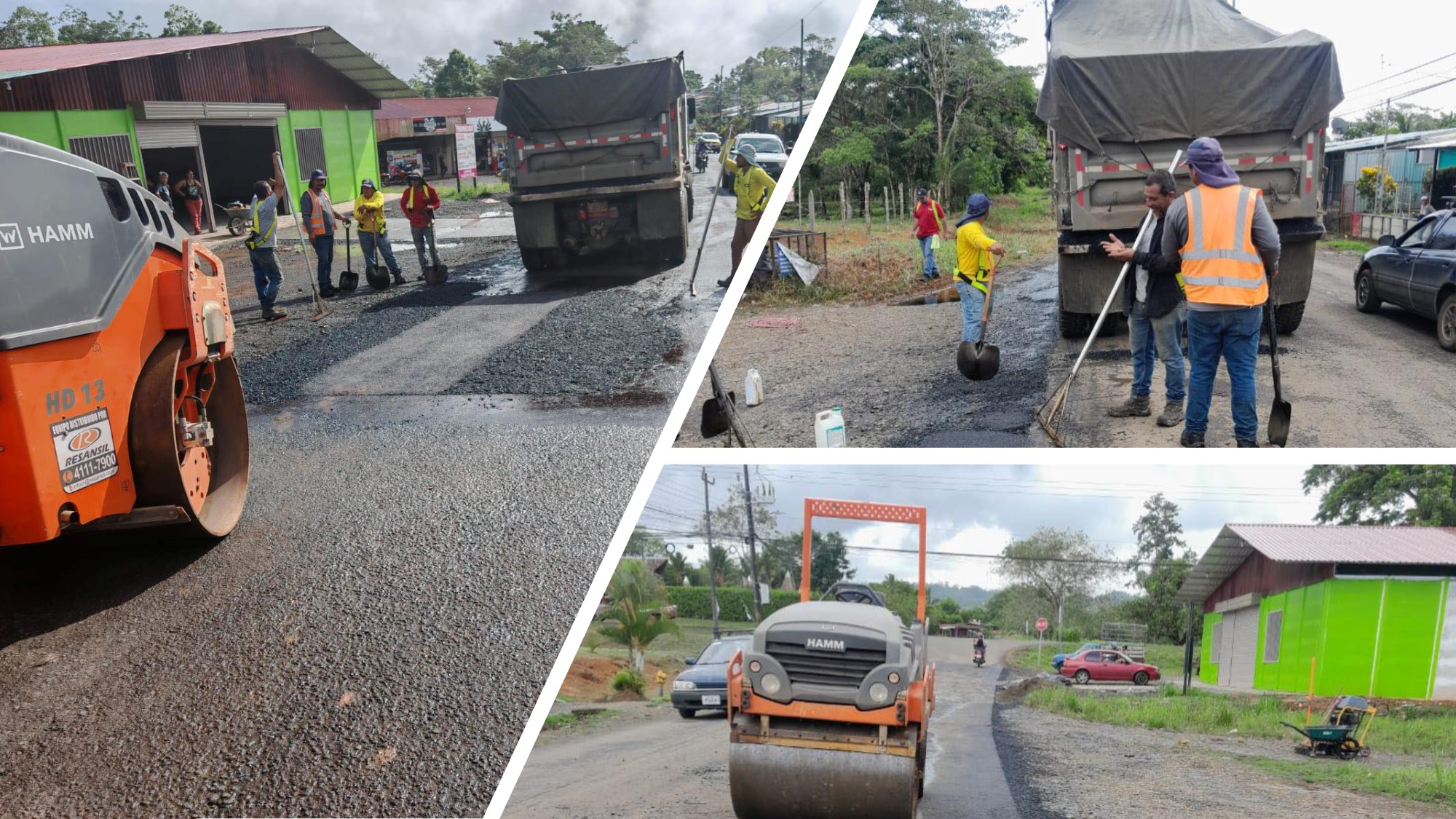 Bacheo con mezcla asfáltica en el sector de El Anillo