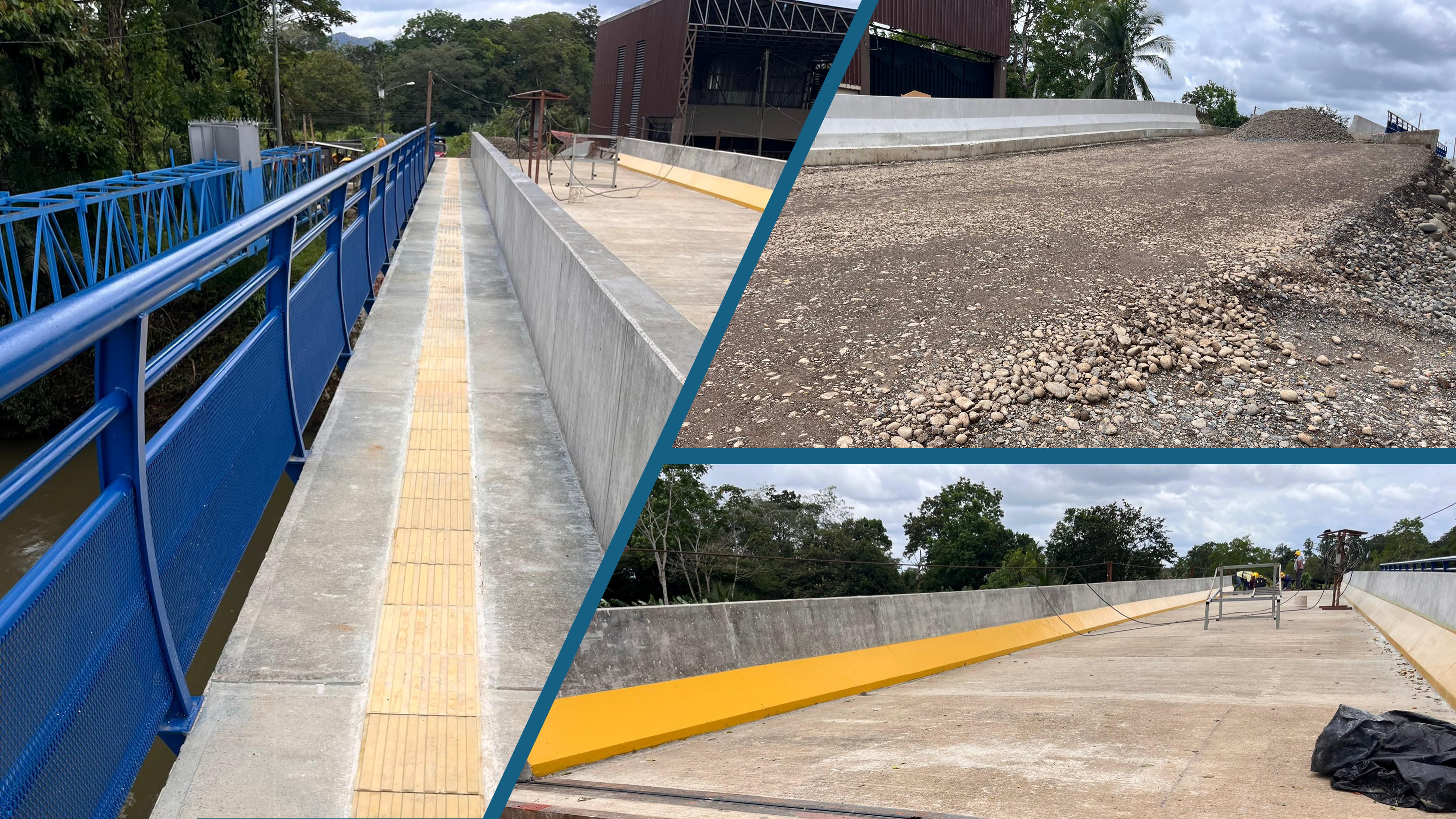 Construcción del puente sobre el río Frío en Betania