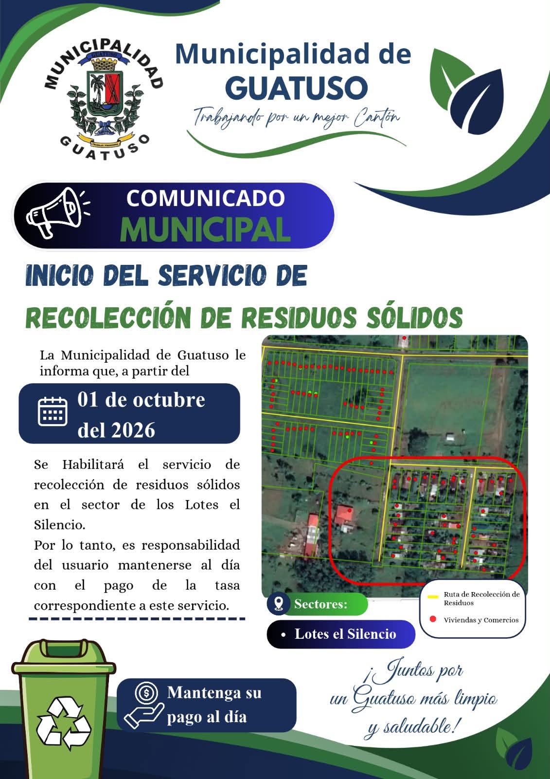 Ruta de recolección de residuos sólidos en lotes de El Silencio